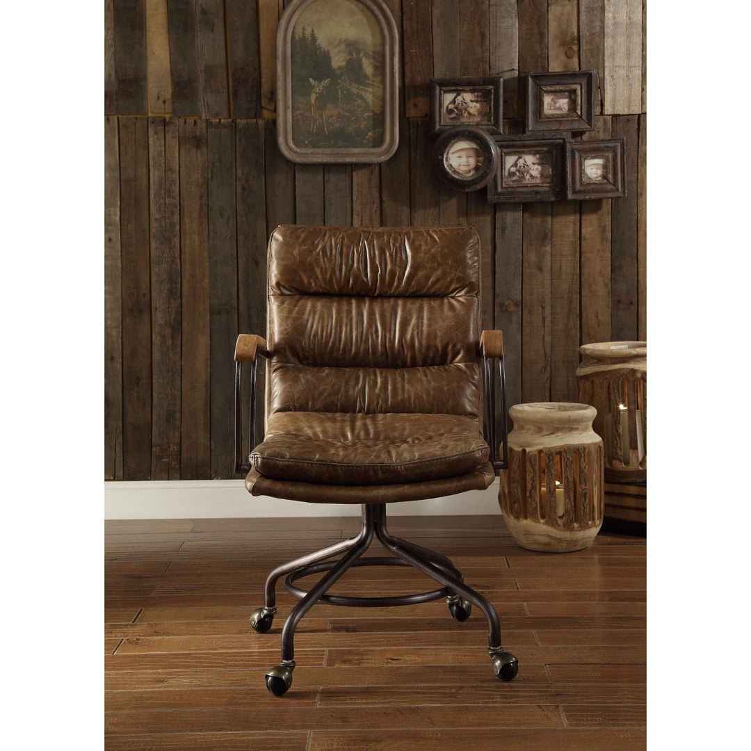 [Flash Sale]Harith Executive Office Chair in Vintage Whiskey Top Grain Leather Swivel Seat (No Lift)[US-W]