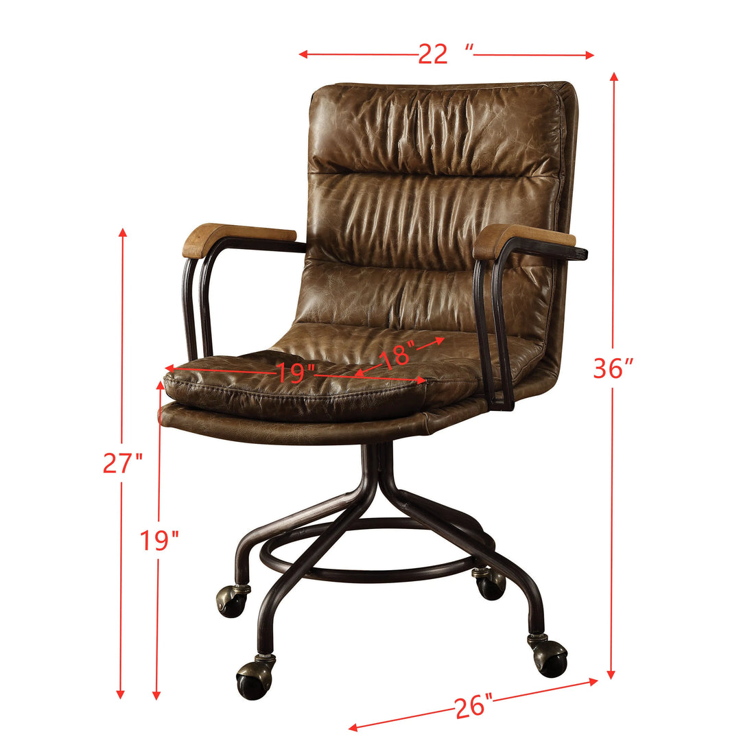 [Flash Sale]Harith Executive Office Chair in Vintage Whiskey Top Grain Leather Swivel Seat (No Lift)[US-W]