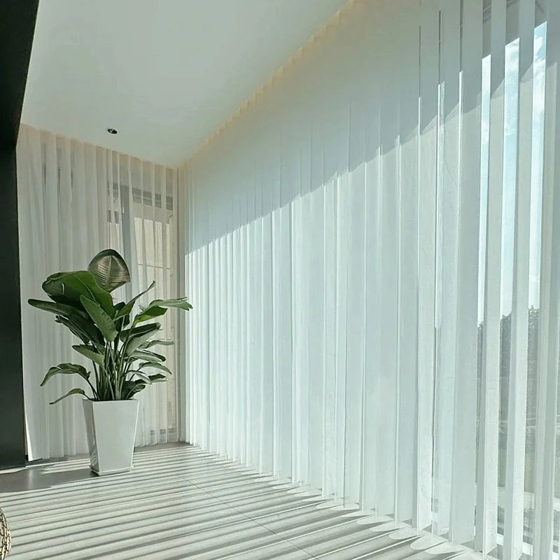 Custom Rechargeable Motorized Vertical Sheer Blinds Remote Control Trendy Electric Curtains With Easy Open Handling Track