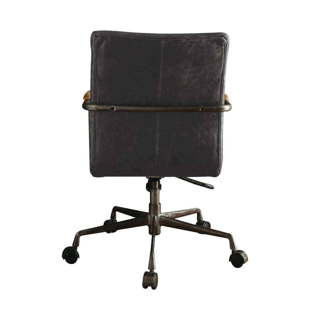 [Flash Sale]Harith Office Chair in Retro Brown / Antique Slate Top Grain Leather Swivel Seat with Adjustable Height[US-W]