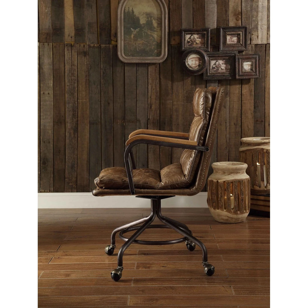 [Flash Sale]Harith Executive Office Chair in Vintage Whiskey Top Grain Leather Swivel Seat (No Lift)[US-W]