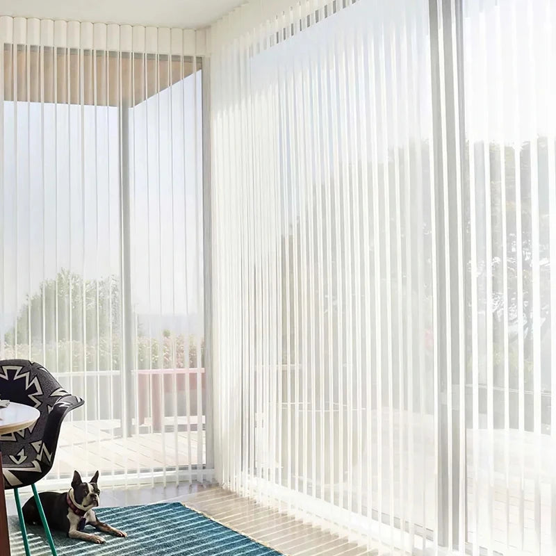 Custom Rechargeable Motorized Vertical Sheer Blinds Remote Control Trendy Electric Curtains With Easy Open Handling Track