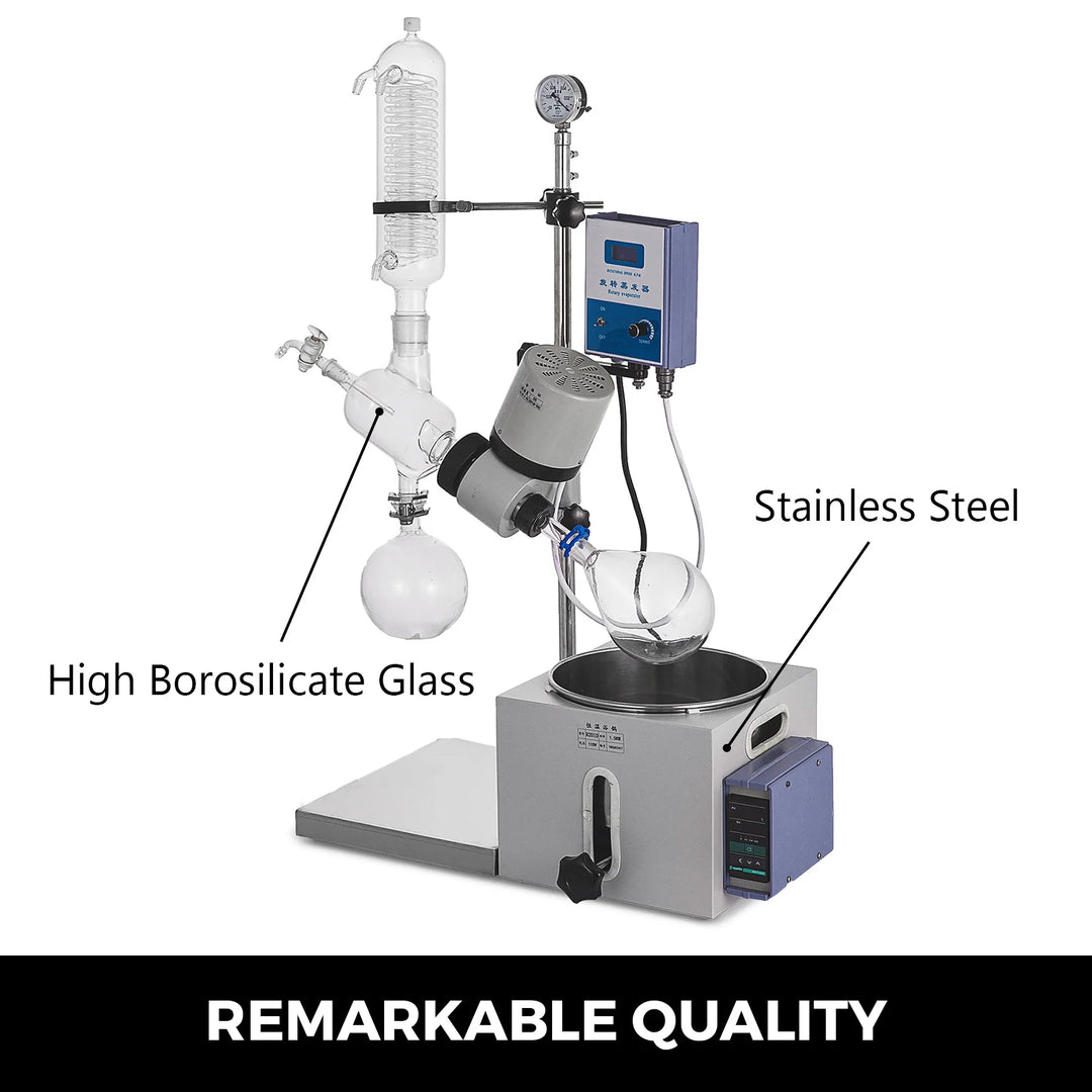 VEVOR 2L 5L R201D RE501 Manual Auto Lifting with LCD Screen 5-120rpm Professional Rotary Evaporator Set Borosilicate Glass