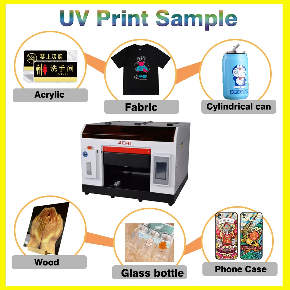 EU Stock UV Printer A3 LED Flatbed Printer 1390 with Ink Automatic UV Print for Bottlle Wood T-shirt Mental Printing EU Ship