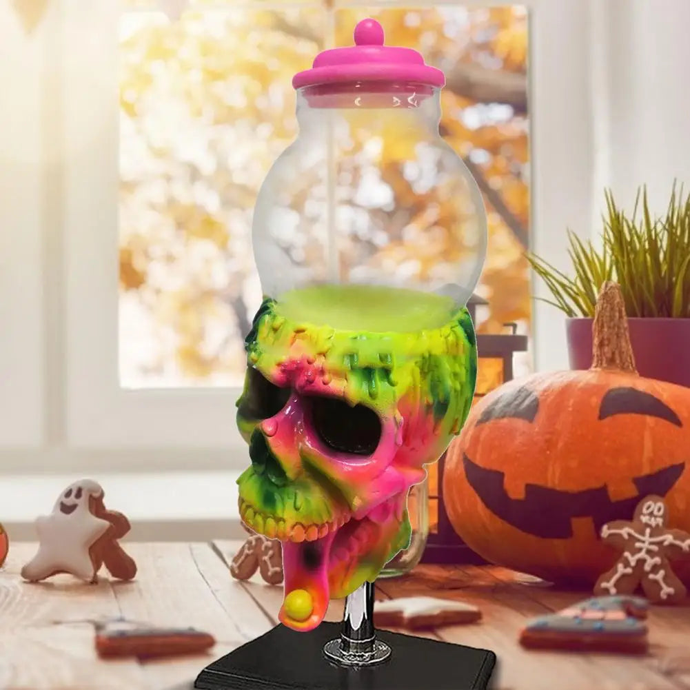 Halloween Bubble Gum Skull Machine Candy Dispenser, Horror Resin Melting Gumball Vending Machine Dispenser Party Candy Dispenser