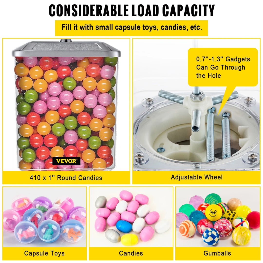 VEVOR Gumball Dispenser Firm Construction Huge Load Capacity Classic Candy Machine for Kids Birthdays Christmas Kiddie Parties