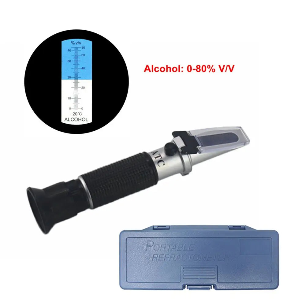 0-80% Hand held Alcohol Refractometer ATC Spirits Tester Alcoholometer Portable Refratometro For Liquor Or Wine Content Meter