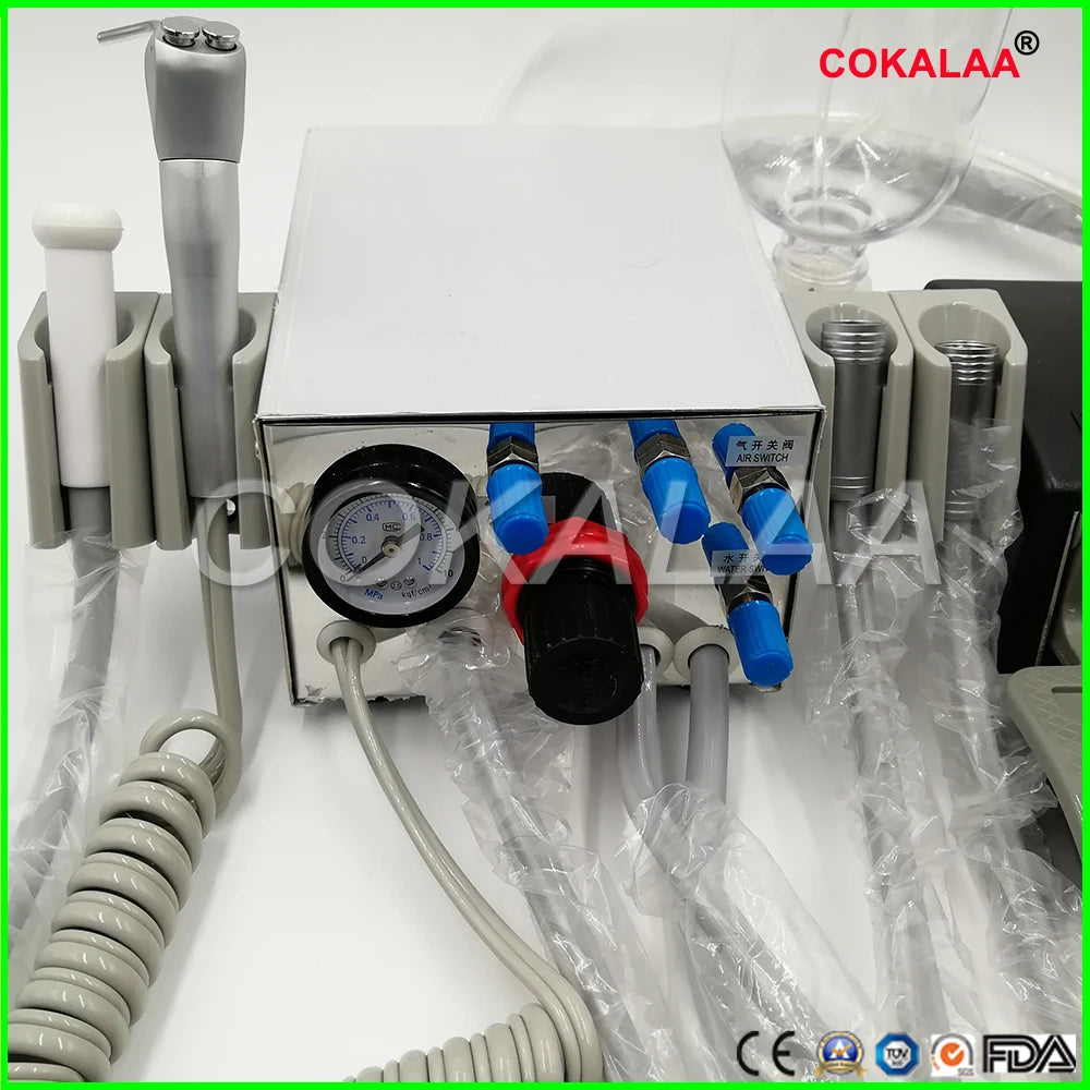 Portable Dental Lab two Turbine Air Compressor Unit 3 straw shape for dentist Handpiece tube 4 hole or 2 hole tube