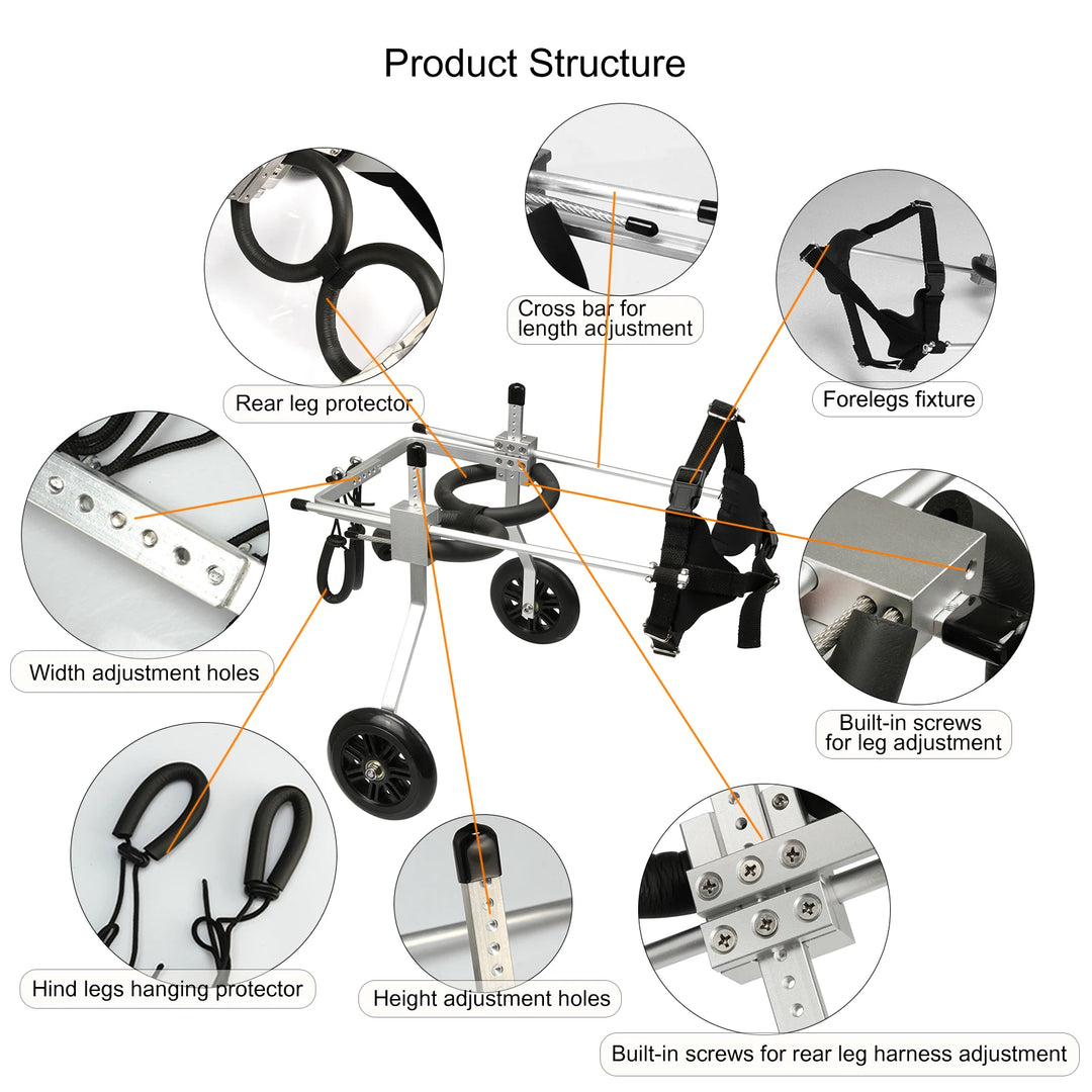 US Adjustable Rear Support Dog Wheelchair For Back Legs help your pet walking running playing