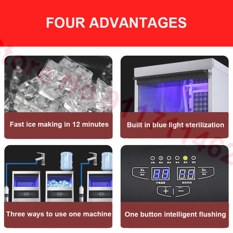 220V/110V Automatic Ice Making Machine 55kg/24h Commercial Cube Ice Maker For Milk-Tea Shop/Small Bar/Cafe