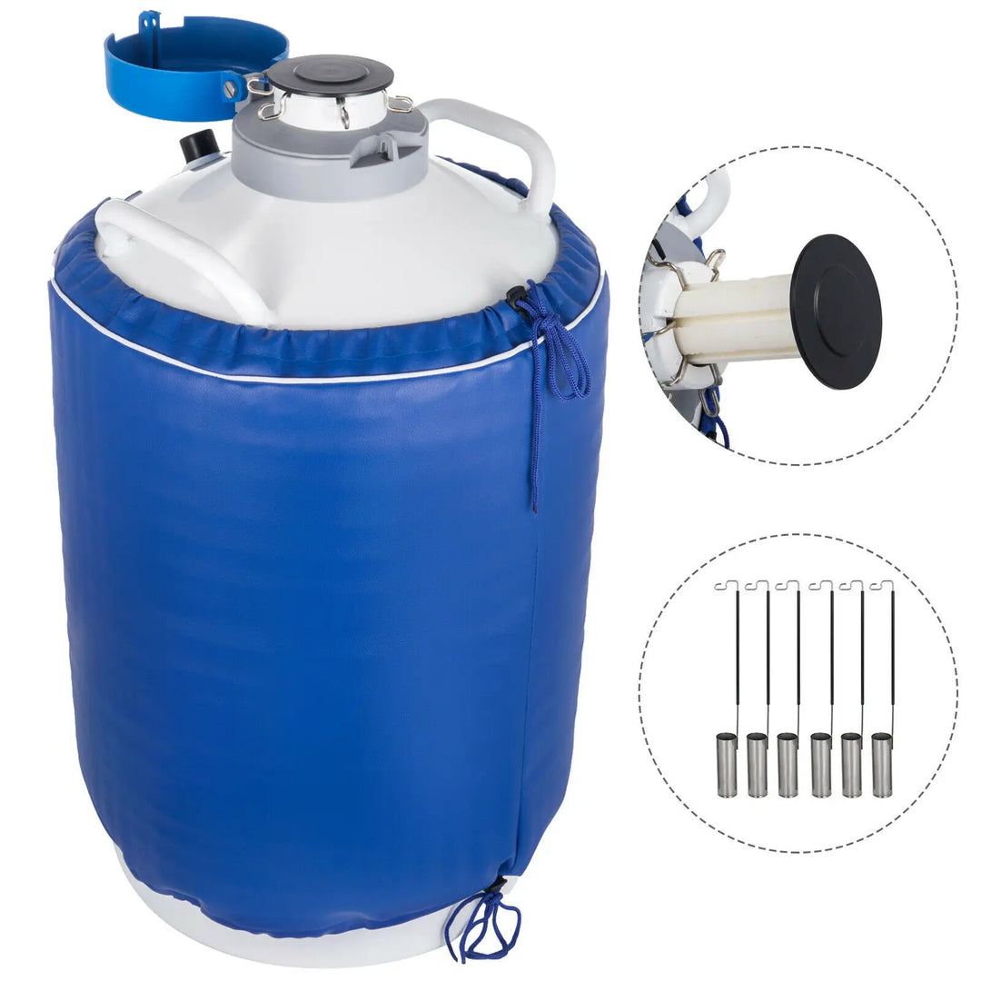 VEVOR 3L 6L 10L 15L 20L 30L Liquid Nitrogen Container Aluminum Alloy W/ 6 Canisters and Carry Bag Static Cryogenic Tank Industry