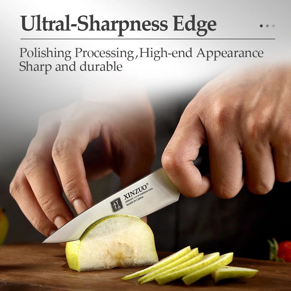 XINZUO 3.5" Inch Paring Knife GERMAN 1.4116 Stainless Steel Kitchen Knife Vegetable Fruit Knife Ebony Handle Kitchen Accessories