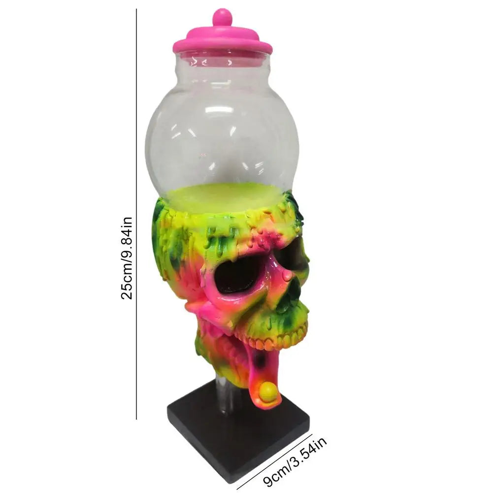 Halloween Bubble Gum Skull Machine Candy Dispenser, Horror Resin Melting Gumball Vending Machine Dispenser Party Candy Dispenser