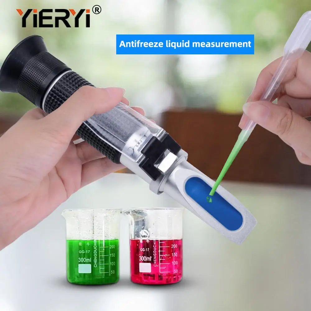 Yieryi Hand Held Tester Tool 4 In 1 Engine Fluid Glycol Antifreeze Freezing Point Car Battery Refractometer W ATC With The Box