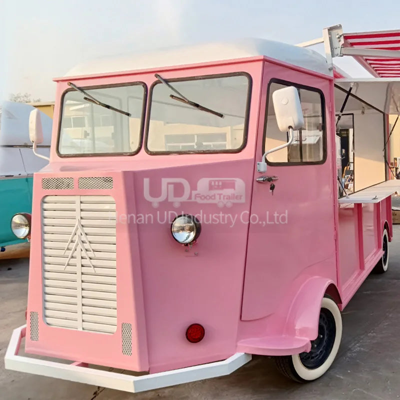 Custom Pink Fast Food Truck Mobile Ice Cream Catering Trailers Outdoor Caravane Electric Food Truck for Sale