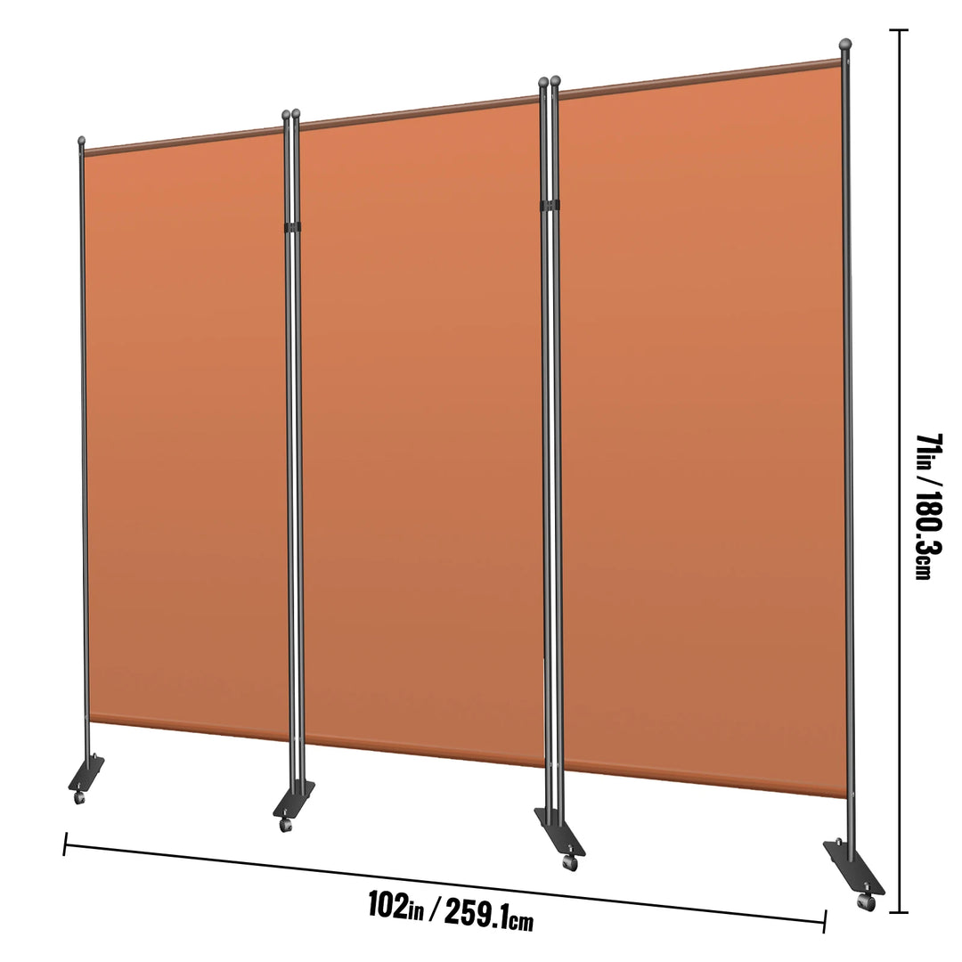 VEVOR 102"/72"x71" 3/1 Panel Office Partition Screen Wall Floor-Standing Curtain Fit Bedrooms Conference Classrooms Restaurants