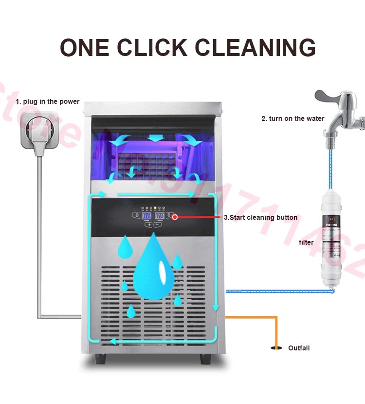 220V/110V Automatic Ice Making Machine 55kg/24h Commercial Cube Ice Maker For Milk-Tea Shop/Small Bar/Cafe