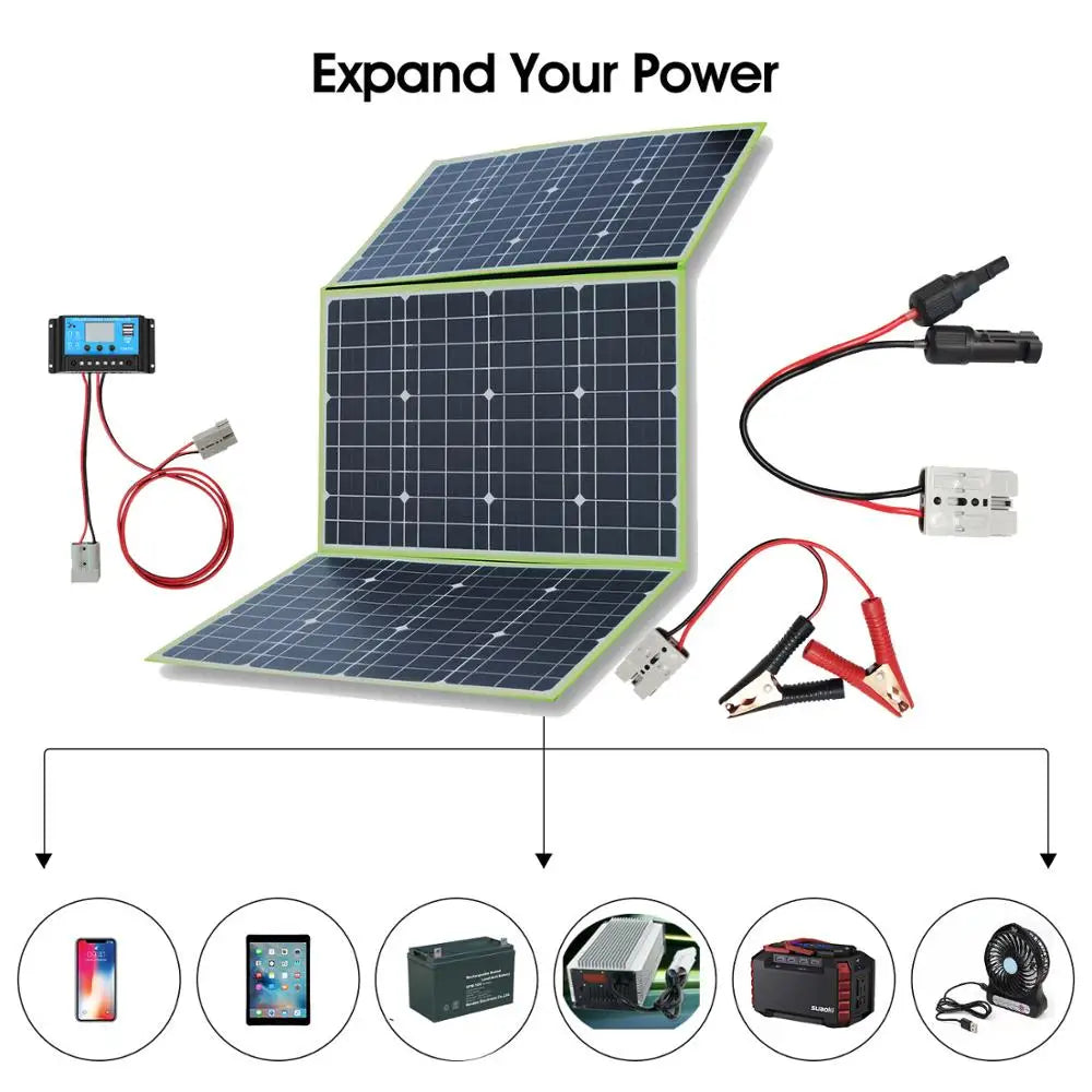 XINPUGUANG Portable solar panel USB foldable photovoltaic 40w 60W 80W 100W 200W 12 V fotovoltaic Kit battery phone charger 18V