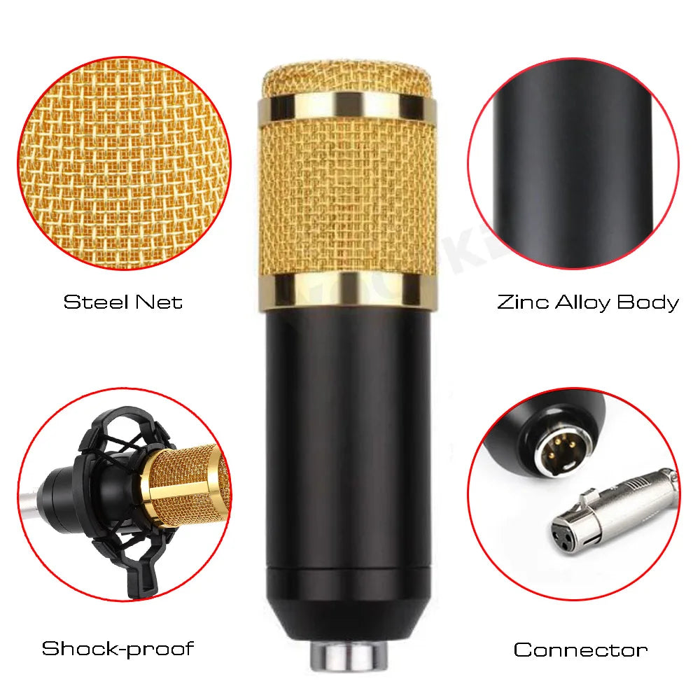 Woopker Professional Condenser Microphone BM 800 Mic Kit with Shock Mount and Tripod BM800 Set for Studio Recording Broadcasting