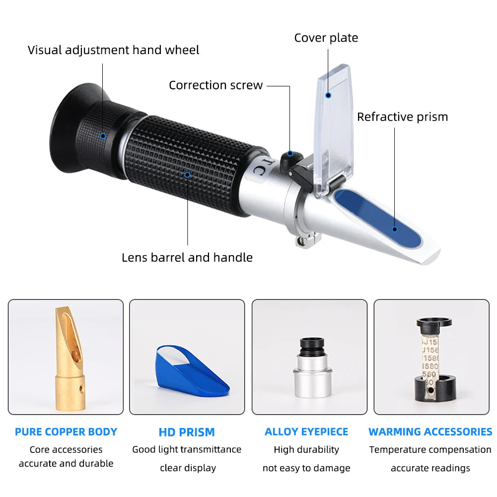 Yieryi Portable 0-28% Salinity Refractometer Salt Concentration Meter Salt Solution Density Tester ATC for Pool Aquarium Food