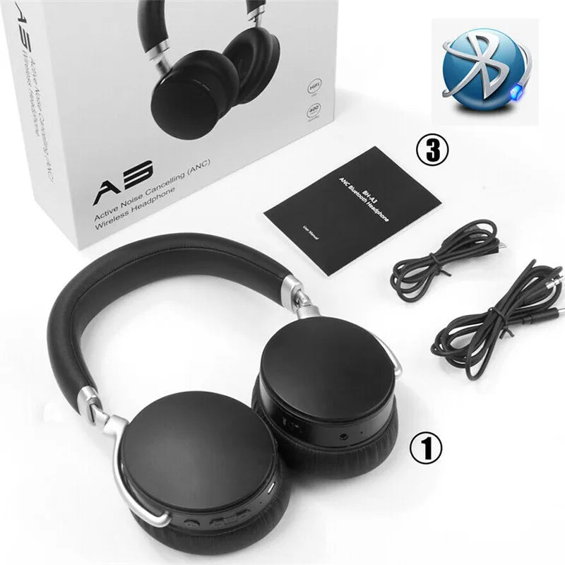 Wireless bluetooth headphone Digital foldable Headset anc active noise cancelling headphone earphone with Microphone