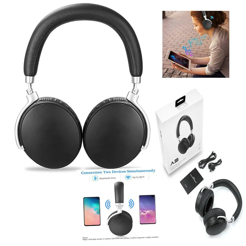 Wireless bluetooth headphone Digital foldable Headset anc active noise cancelling headphone earphone with Microphone