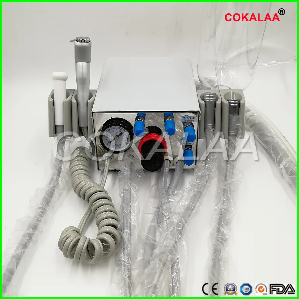 Portable Dental Lab two Turbine Air Compressor Unit 3 straw shape for dentist Handpiece tube 4 hole or 2 hole tube