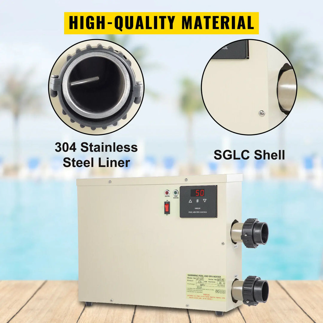 VEVOR 11KW 220V Electric Digital Water Heater Thermostat Swimming Pool Heater SPA Hot Tub Bath Heating Adjustable Temperature