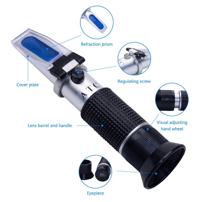 Yieryi Hand Held Tester Tool 4 In 1 Engine Fluid Glycol Antifreeze Freezing Point Car Battery Refractometer W ATC With The Box