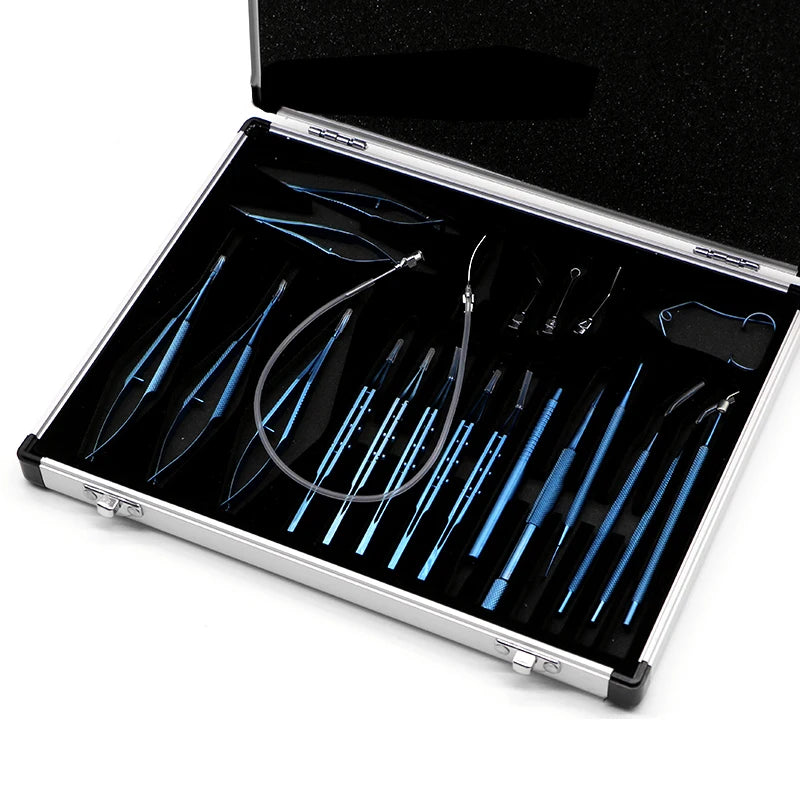 21pcs Ophthalmic Cataract &amp; Intraocular Set Surgical Instrument Eye Micro Surgery Tools