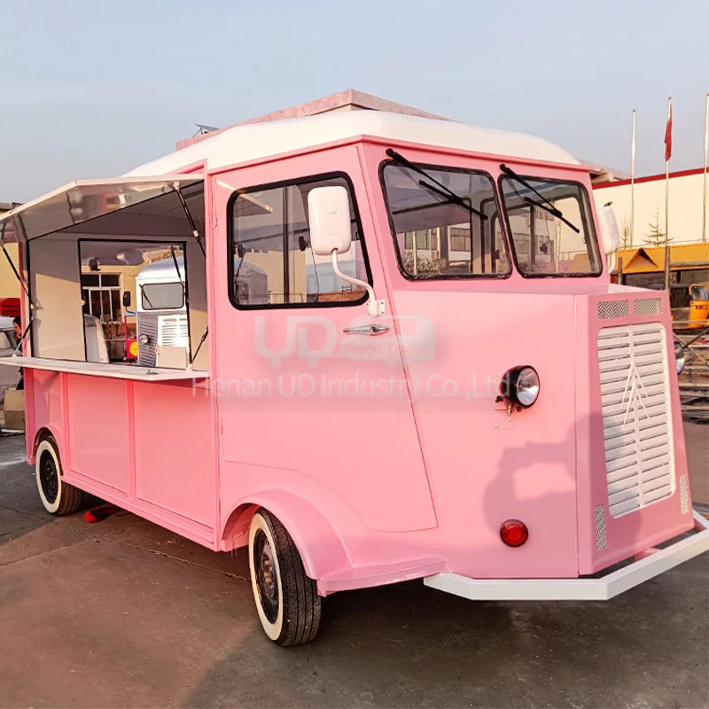 Custom Pink Fast Food Truck Mobile Ice Cream Catering Trailers Outdoor Caravane Electric Food Truck for Sale