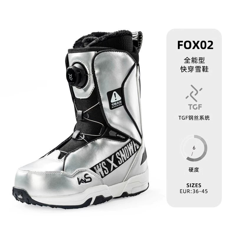 WS Snowboard Shoes Snowboard BOA Wire Buckle Automatic Snowshoes White Women's Veneer Shoes Very Light