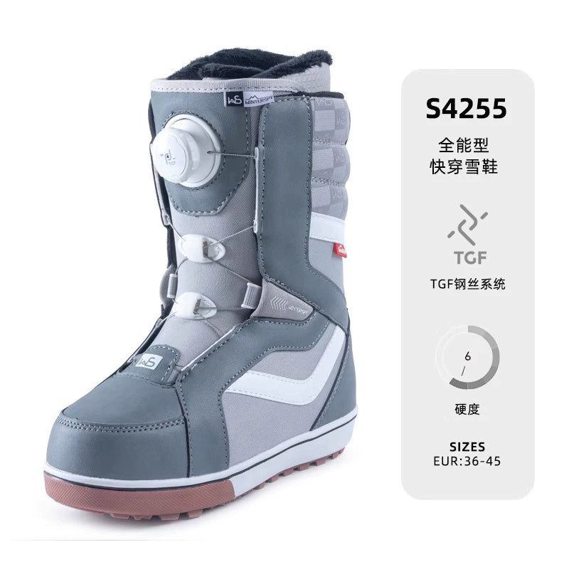 WS Snowboard Shoes Snowboard BOA Wire Buckle Automatic Snowshoes White Women's Veneer Shoes Very Light