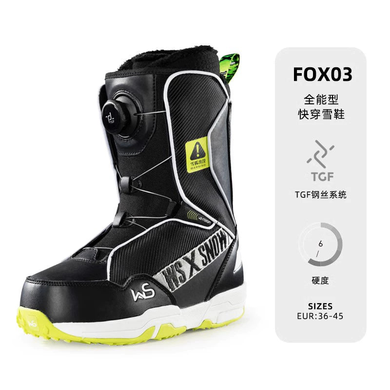 WS Snowboard Shoes Snowboard BOA Wire Buckle Automatic Snowshoes White Women's Veneer Shoes Very Light