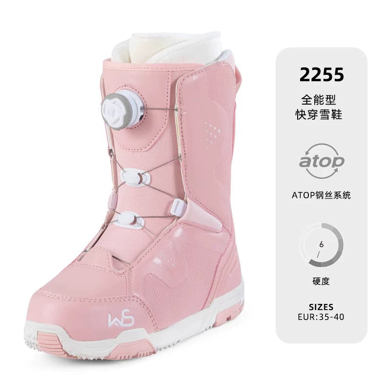 WS Snowboard Shoes Snowboard BOA Wire Buckle Automatic Snowshoes White Women's Veneer Shoes Very Light