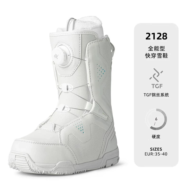 WS Snowboard Shoes Snowboard BOA Wire Buckle Automatic Snowshoes White Women's Veneer Shoes Very Light