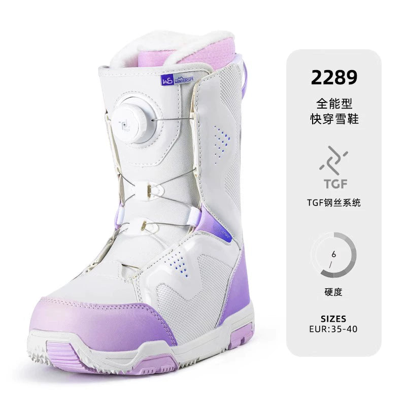 WS Snowboard Shoes Snowboard BOA Wire Buckle Automatic Snowshoes White Women's Veneer Shoes Very Light