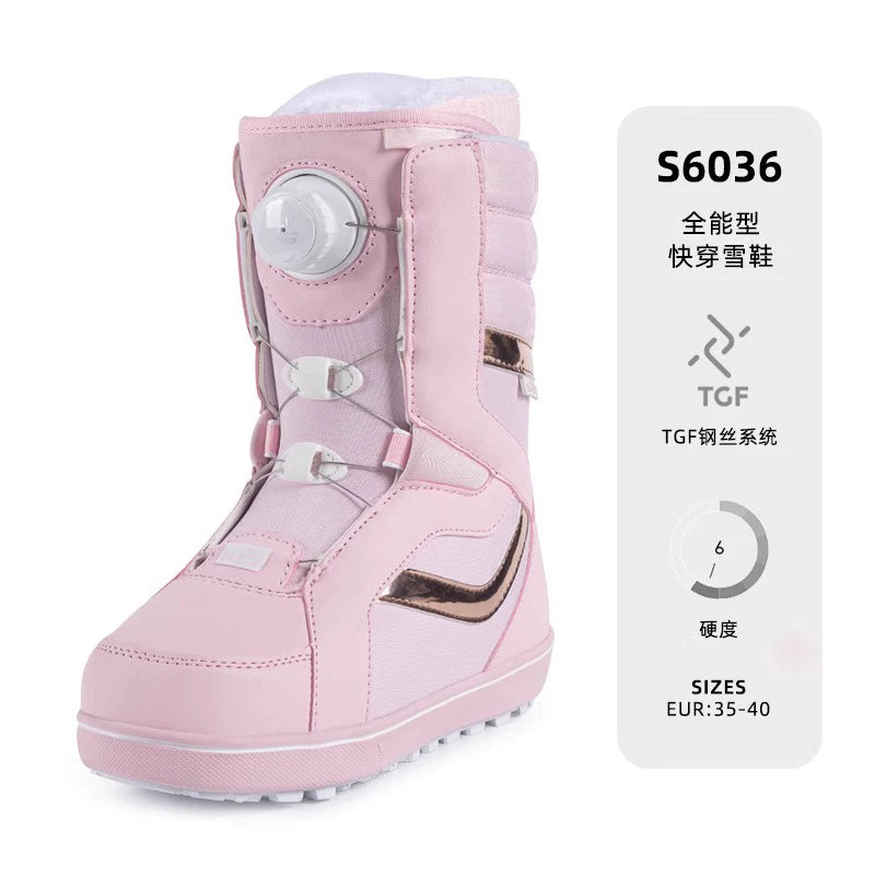 WS Snowboard Shoes Snowboard BOA Wire Buckle Automatic Snowshoes White Women's Veneer Shoes Very Light