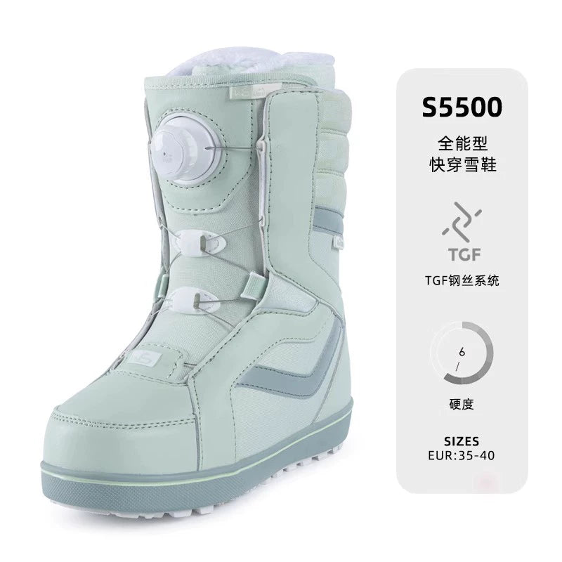 WS Snowboard Shoes Snowboard BOA Wire Buckle Automatic Snowshoes White Women's Veneer Shoes Very Light