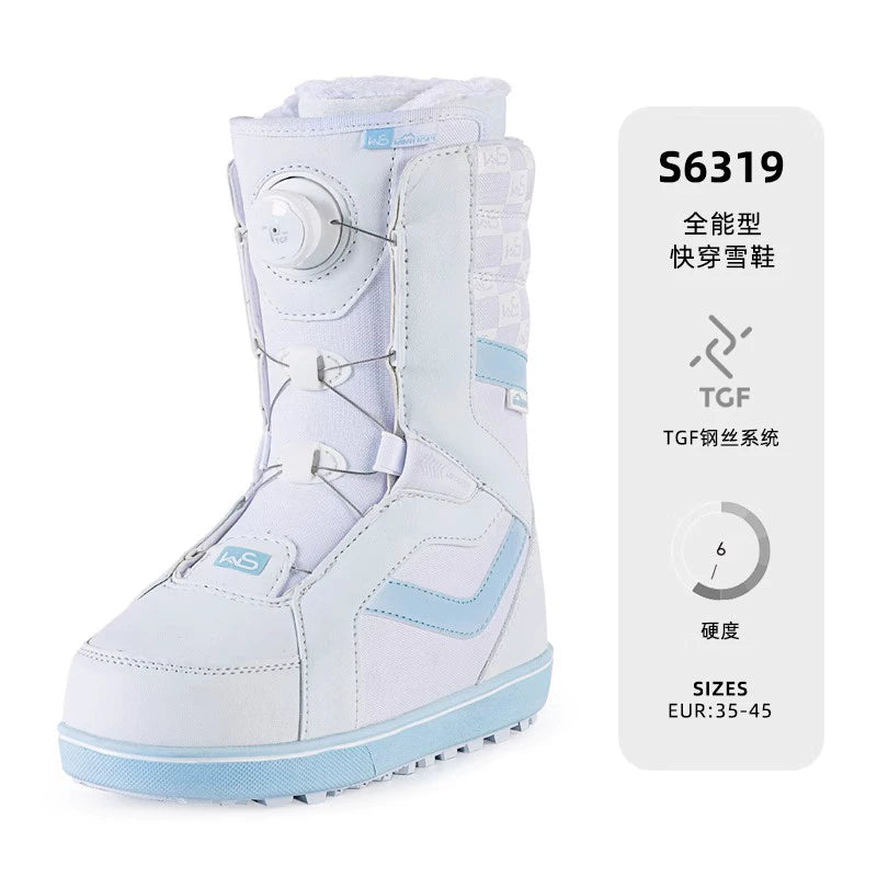 WS Snowboard Shoes Snowboard BOA Wire Buckle Automatic Snowshoes White Women's Veneer Shoes Very Light