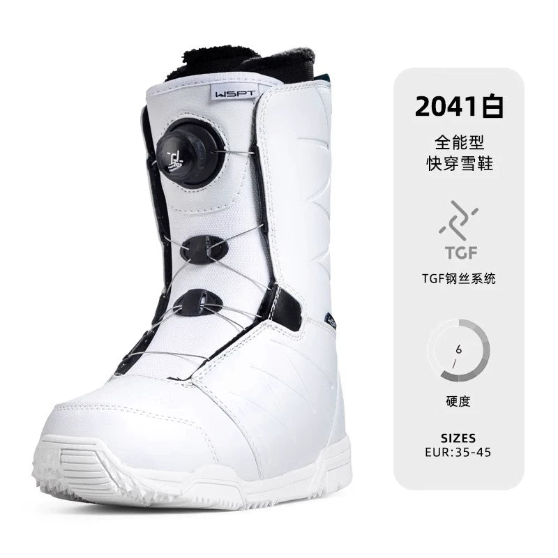 WS Snowboard Shoes Snowboard BOA Wire Buckle Automatic Snowshoes White Women's Veneer Shoes Very Light