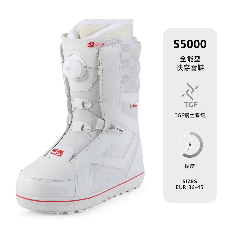 WS Snowboard Shoes Snowboard BOA Wire Buckle Automatic Snowshoes White Women's Veneer Shoes Very Light