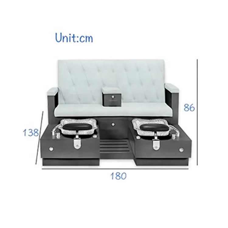 Wholesale Customized Nail Salon Furniture Lounge Foot Spa Massage Pedicure Bench Double Pedicure Chair