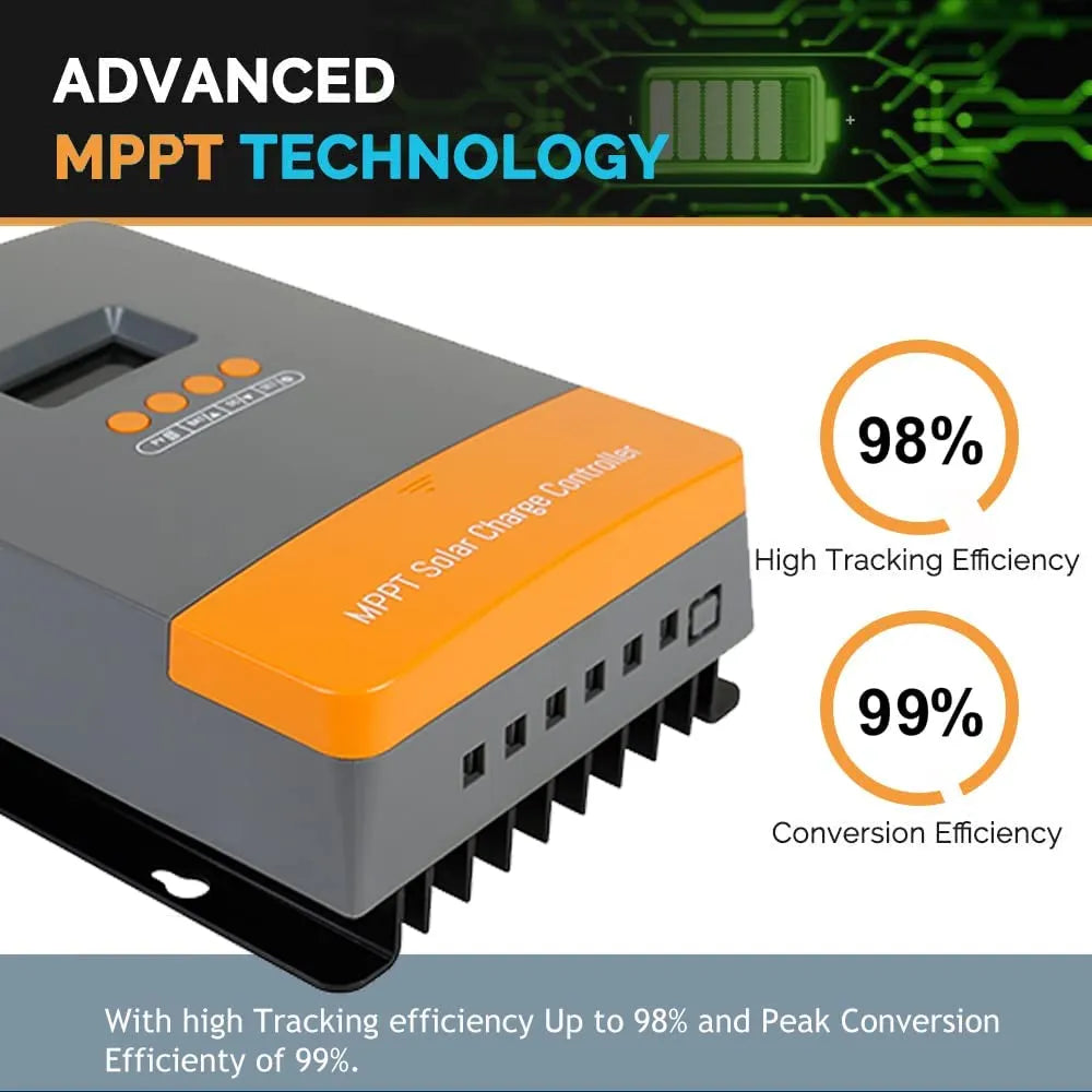 PowMr MPPT 60A Solar Charger Controller 12V 24V 36V 48V Auto Lifepo4 Battery Charger Solar Panel Regulator Max PV Input 160VDC