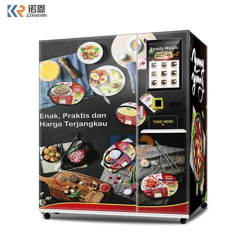 Microwave Heating Hot Food Vending Machine Automatic Fast Food Vending Machine For Meals Soup Hamburger Lunch Box Frozen Food