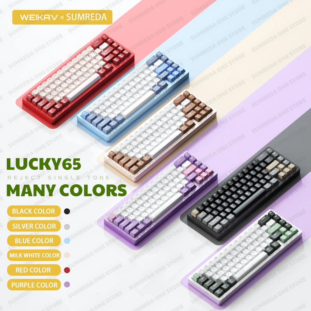 Weikav Lucky 65keys Sugar65 V2 Lucky65 Custom Wireless Aluminum Mechanical Keyboard Kit RGB Bluetooth 2.4G Wired Gaming Keyboard