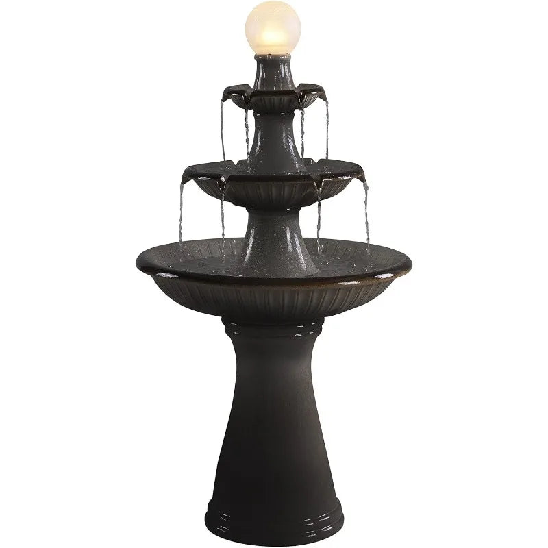 Kenroy Home 51110IV Knight Floor Fountain with Ivory Finish, Classic Style, 45.25" Height, 23.625" Width, 23.8" Depth