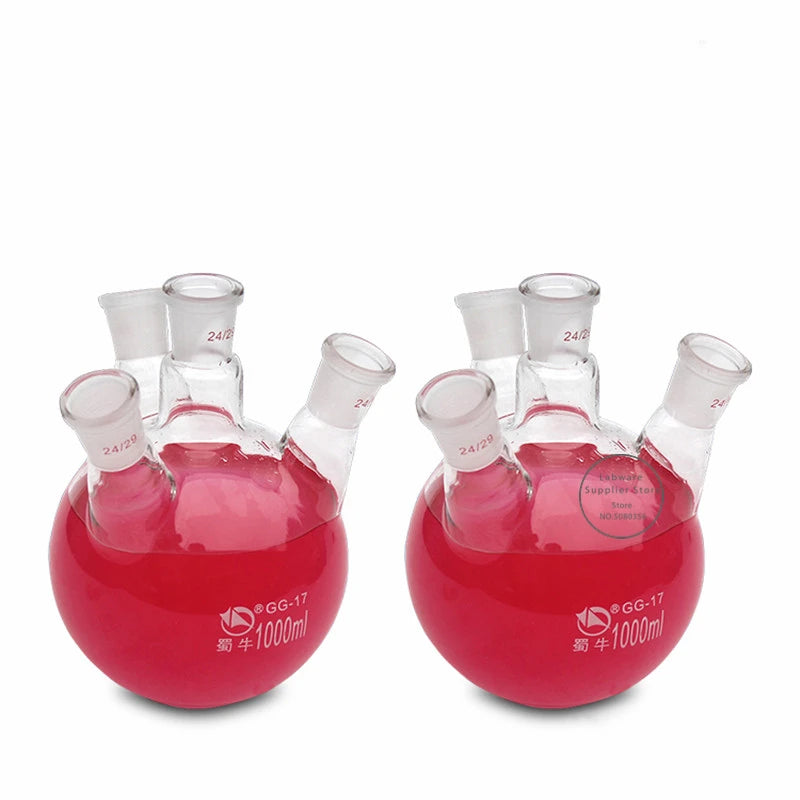 1piece 100ml-2000ml Laboratory High Borosilicate Glass Four-seater Distillation Flask for Chemistry Kits