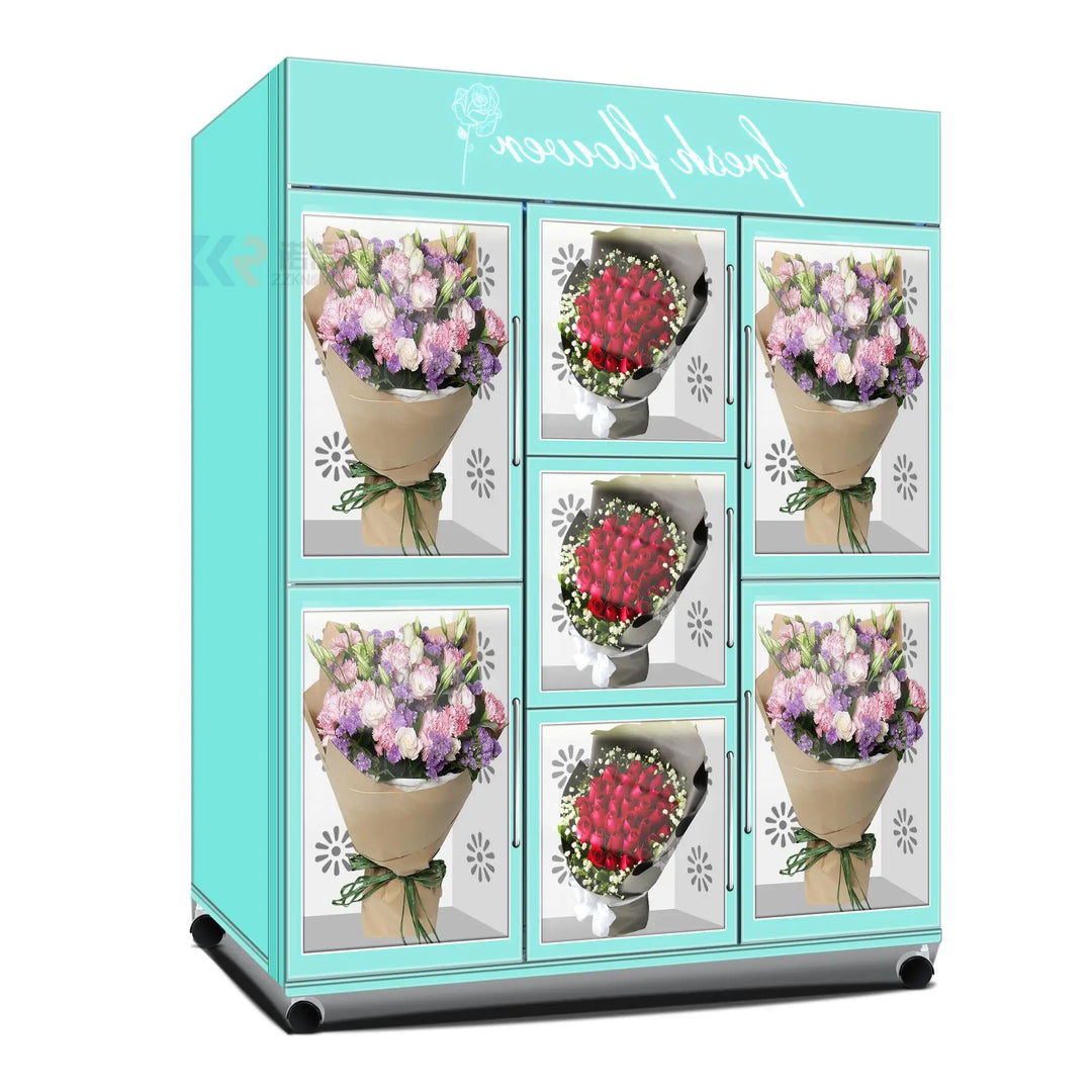 Factory Direct 16 Lockers Cut Flower Vending Machine With Top Led Sign HL-XHJ-Y-1A