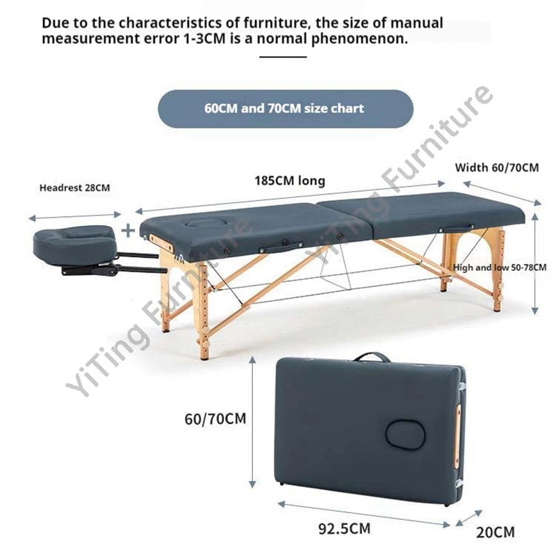 Wooden Folding Portable Massage Table Lash Tattoo Knead Massage Bed Physiotherapy Adjust Camilla Masaje Beauty Furniture KMMT